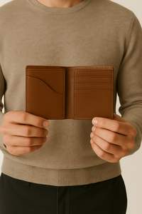 Cartera Bifold de Cuero Genuino para Hombre, Diseño Minimalista y Delgado, con Múltiples Ranuras para Tarjetas - Product Image 6