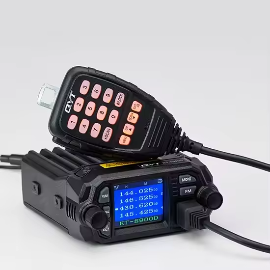 QYT KT-8900D 25W Ham Radio 20KM Transceiver Mini Car Mobile Base VHF UHF Wireless Two-Way Radio Vehicle Mounted Walkie Talkie