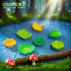 Simulation de feuilles flottantes de rivière exquises, décoration de jardin pour aquarium DIY, accessoires de décoration de bureau, petites décorations de voiture - Product Image 3