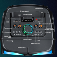 SING-E ZQS8238 Altavoz Karaoke Portátil BT con 2 Micrófonos, LED RGB, Funciona con Batería, para Exteriores