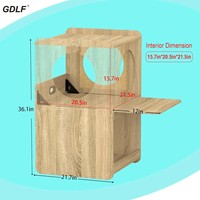 Venta al por mayor de fábrica: Casa de madera para gatos con ventana, comedero y compartimento de almacenamiento, doble orificio, mueble tipo condominio para gatos de interior, OEM