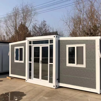 Rumah Kontainer Modular 2 Lantai 4 Kamar Tidur Desain Mewah Baja Gaya Kontemporer Atap Ruang Tamu Pintu Masuk Rumah Bar