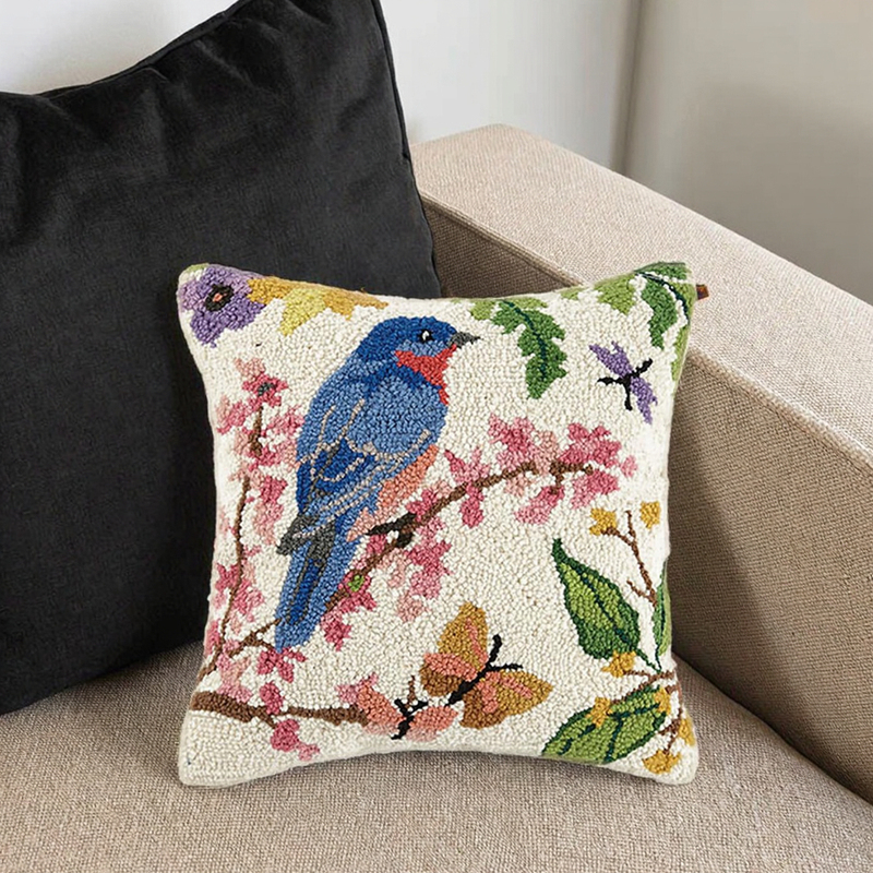 Square Shape Pillow Bluebird Hook Peking