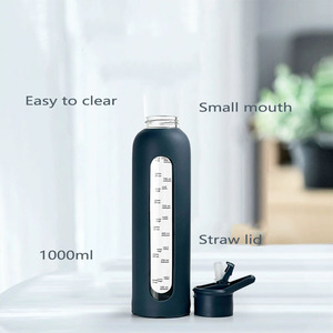Borraccia in vetro borosilicato ad alta borraccia in Silicone manicotto bottiglia d'acqua in vetro motivazionale <span class=keywords><strong>regali</strong></span> per le donne - Product Image 5
