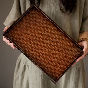 Bamboo Woven Rectangular <b>Tray</b> For Tea Serving And <b>Snacks</b> Anji Origin - Product Image 1
