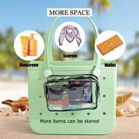 Pochette de maquillage transparente imperméable pour sac de plage EVA, organiseur de voyage pour la plage et la piscine, pour cosmétiques, téléphone et objets de valeur
