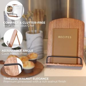 Support de livre de <span class=keywords><strong>cuisine</strong></span> en bois réglable et portable pour le bureau de <span class=keywords><strong>cuisine</strong></span>, support de livre de recettes en bois - Product Image 4