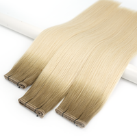 Extensions de cheveux en trame plate à cuticules alignées, marque privée, qualité salon européenne, cheveux vierges Remy double drawn, vente en gros