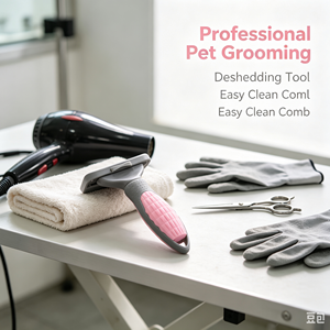 Peigne Gris Rose pour Éliminer les Poils d'Animaux, Brosse de Toilettage pour Chats, Râteau Anti-Poils pour Nettoyage de la Fourrure à Domicile - Product Image 2