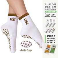 Chaussettes de yoga antidérapantes pour femmes, chaussettes de pilates antidérapantes mi-mollet personnalisées, logo brodé, chaussettes à adhérence pour le fitness, le yoga, la salle de sport