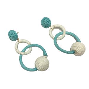 Pendientes de rafia con forma de abanico de aleación estilo retro bohemio para mujer, accesorios de moda de la India - Product Image 1