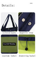 Joli design sac fourre-tout de plage en nylon résistant à l'eau avec poche zippée sac de piscine pour le shopping en plein air