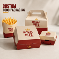 Boîte en papier personnalisée avec logo pour emballage alimentaire (hamburger, poulet frit, frites) – Contenant jetable pour la livraison – Fournisseur pour chaînes de restauration rapide et décontractée
