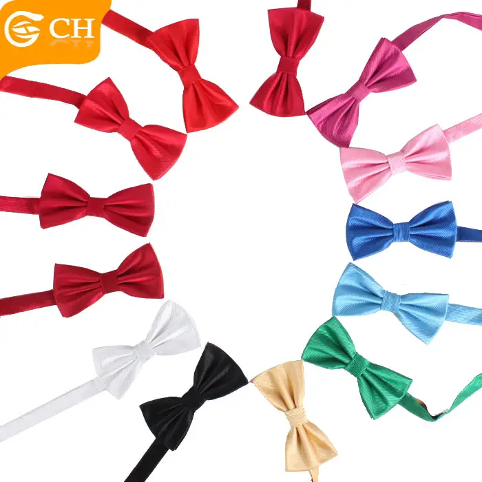 Wholesale Cheap Solid Custom Color Polyester Wedding Bowtie Solid Bow Tie for Men