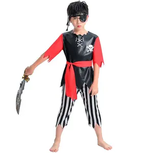 新款酷儿童嘉年华海盗服装男孩海盗角色扮演服装儿童派对服装