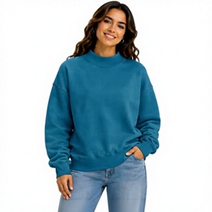 Sudadera Oversize de Cuello Alto Estilo Casual Teñido Liso con Hombros Caídos y Manga Larga, 100% Algodón, la Más Vendida - Product Image 1