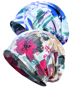 <span class=keywords><strong>Bonnet</strong></span> <span class=keywords><strong>chimio</strong></span> pour <span class=keywords><strong>femme</strong></span>, style slouchy, motif floral/abstrait, avec boutons décoratifs, en polyester/coton (lot de 2) - Product Image 1