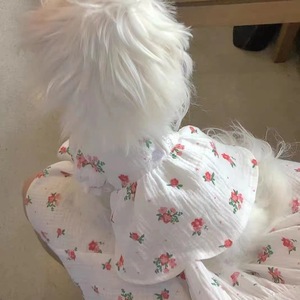 Vestido De Verão De Cão Por Atacado Para Cães Pequenos Vestido Floral Gato Maltês Bonito Roupas Minúsculas Pet Estilo Coreano - Product Image 2