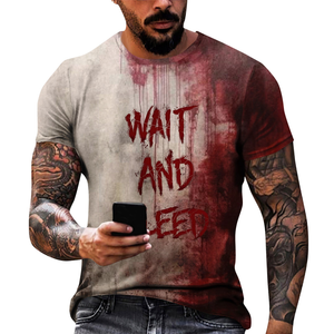 Im Fine Funny Halloween Horror Tshirt pour hommes Bloody Shirt avec manches courtes et col rond Impression numérique - Product Image 3