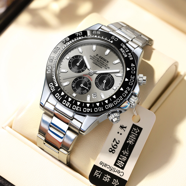 Men's for Swiss Fully  Watch Waterproof Luminous Steel Belt  Glass Business Fashion Multi-Function Timing Men's Watches