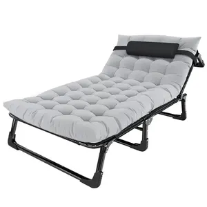 Lit de Camping Pliant d'Extérieur avec Matelas, Lit de Camp pour Touriste, Robuste et Très Résistant 180 kg, Portable avec Pieds en Acier Inoxydable - Product Image 1