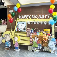 Kit de Décoration de Fête Personnalisable Thème Snoopy : Ensemble de Ballons en Carton KT, Toile de Fond Imprimée Numérique, Scène Chariot à Collations pour Anniversaire de Bébé