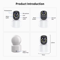 Caméra OV3 pour surveiller les enfants à la maison, vision nocturne HD à double lumière, moniteur sans fil WiFi, caméra sans fil, prend en charge la carte mémoire