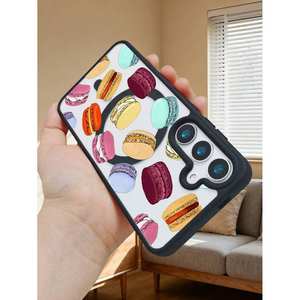 เคสโทรศัพท์ลายการ์ตูนมาการองแบบแม่เหล็ก สีน้ำเงินกรมท่า วัสดุ PMMA ดีไซน์สำหรับทุกเพศ พร้อมที่จับตกแต่งในตัว - Product Image 3