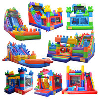 Location de structures gonflables : Toboggan aquatique en blocs de construction gonflables, Château gonflable commercial, Toboggan aquatique gonflable avec souffleur d'air