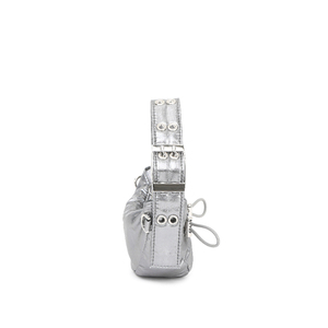 Korea Fashion Style Metal Keyring <b>Bag</b> With Eyelet Detail Strap And Wrinkle Design For A Unique Lightweight <b>Accessory</b> - Product Image 3