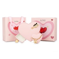 Cadeau Saint Valentin Rouge Rose Coeur Rose Boîte Cadeau Fenêtre Ouverte Conservée Pour Toujours Éternel Rose Pendentif Collier Anneau
