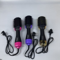 Brosse sèche-cheveux compacte, brosse à air chaud compacte 2 en 1, sèche-cheveux et boucleur avec pochette de rangement pour un transport facile