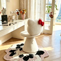 Tabouret de maquillage en bois style crème Kitty, ottoman rotatif antidérapant pour coiffeuse de chambre à coucher, Nouveauté 2026