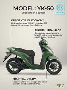 Scooter à essence <span class=keywords><strong>50cc</strong></span> EEC Euro 5, roues de 14 pouces, scooter à grandes roues pour adultes, 4 temps, EFI, cyclomoteur à essence, pour les trajets urbains, YK-50 - Product Image 4