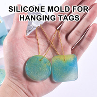 Moule en résine géométrique, moulages en silicone mignons ronds, carrés et en forme de cœur avec trou pour la fabrication de pendentifs et colliers en résine DIY