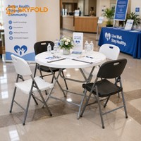Chaises pliantes de qualité commerciale et tables hautes en plastique pour événements, vente en gros
