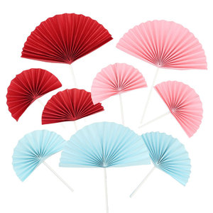 Semi Circular Folding Fan Cake Toppers Paper Handmade Birthday Party Decor Elegant Chinese Style Dessert Arrangement - Product Image 4