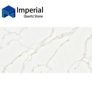 gold and calacatta white colors kitchen countertop quartz slab large sizes quartz stone slab for home counter table