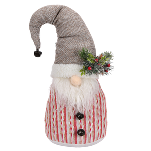 Grey Bent Hat Christmas Gnome Plush Nisse <b>Doll</b> with Jingle Bell Berry Pine Sprig for Farmhouse Shelf Decor Wholesale - Product Image 1