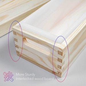 Siliconen Zeepvorm Flexibele Rechthoekige Broodvorm Met Houten Doos En Houten Omslag Handgemaakte Zeep Maken Tool 2500Ml - Product Image 5