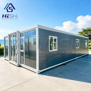 Casa Contenedor Prefabricada Moderna HtSHi, Rectangular, 20 Pies/40 Pies, Expandible, Casa Móvil Tipo Villa con Paredes de Vidrio - Product Image 1