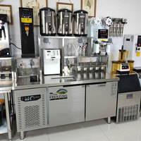 Stasiun Persiapan Boba Tea Berpendingin, Peralatan Toko Bubble Tea, Konter Teh Susu Custom, Bar Milktea Stainless Steel