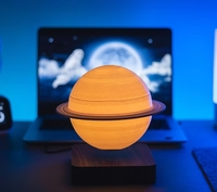 Regalo de Navidad para Niños, Lámpara de Noche Novedosa con Impresión 3D, Levitación Magnética, LED de 12 cm, Control Táctil, Regulable, Luna Blanca, para Sala de Estar