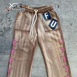 เสื้อมีฮู้ดผ้าคอตตอนแบบรูดซิปใหม่เสื้อมีฮู้ดแบบมีเชือกผูกย้อมสีวินเทจซักกรดมีรอยขาด - Product Image 4