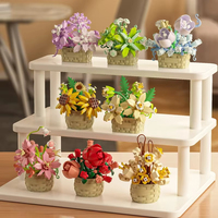 Bouquet en plastique plante en pot blocs de construction ensemble pour bricolage fleur éternelle modèle maison bureau décoration jouet éducatif pour les enfants