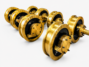 Industrial Crane Wheel Set with Axle | Heavy Duty EOT Crane Wheel Assembly | Forged Steel Double Flange Wheels - Product Image 1