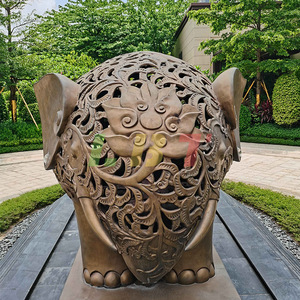 Sculpture d'éléphant creuse en bronze coulé Libite, ornement paysager de jardin extérieur, personnalisable - Product Image 3
