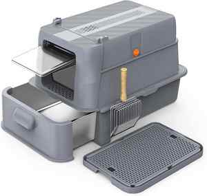 صيحات جديدة تصميم أدراج كبيرة جدًا بسهولة تغيير فضلات القطط من الفولاذ المقاوم للصدأ القط للقطط الكبيرة والسمينة - Product Image 1