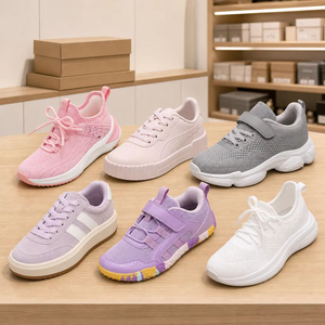 Sepatu Sneakers Anak Ringan Bahan PU Mesh Bernapas, Sol Tebal Anti Selip, Sepatu Olahraga Kasual untuk Anak Perempuan dan Laki-laki - Product Image 1