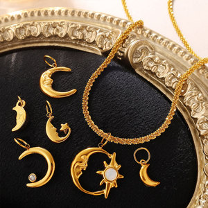 Colgantes de Luna Personalizados al por Mayor, Chapados en Oro de 14k y 18k, de Acero Inoxidable 316L, Resistentes al Deslustre, para la Fabricación de Joyas, Collares y Pulseras - Product Image 3
